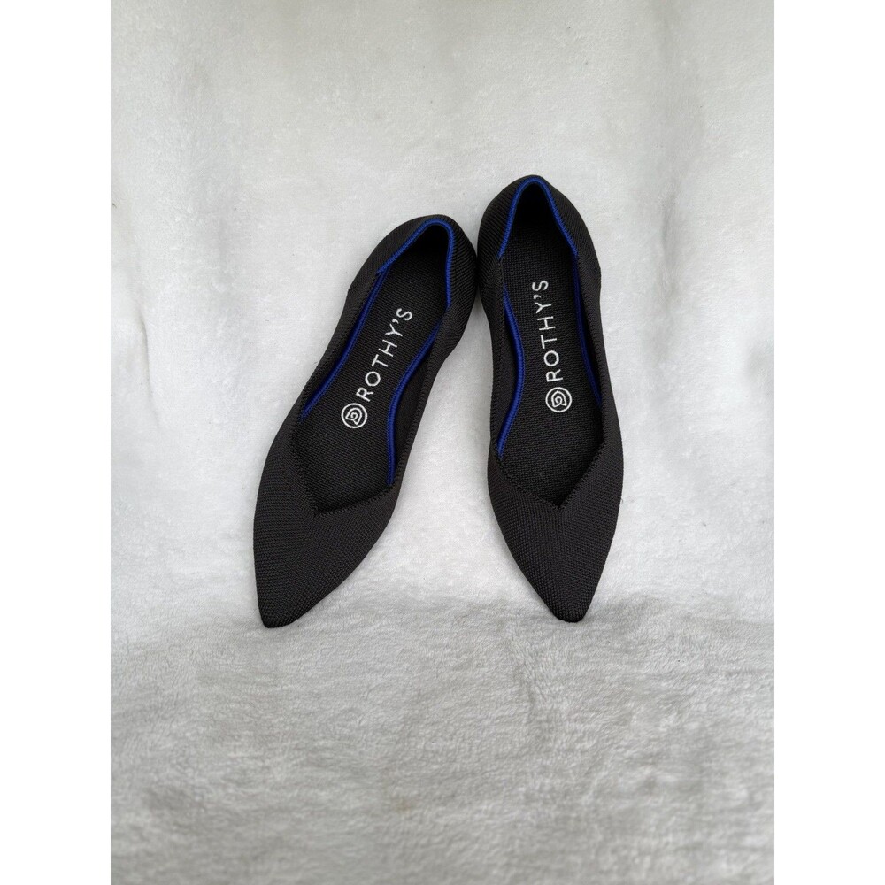 Rothy's The Point Women's Ballet Size 7 Black Knit Pointed Toe Slip On Flats